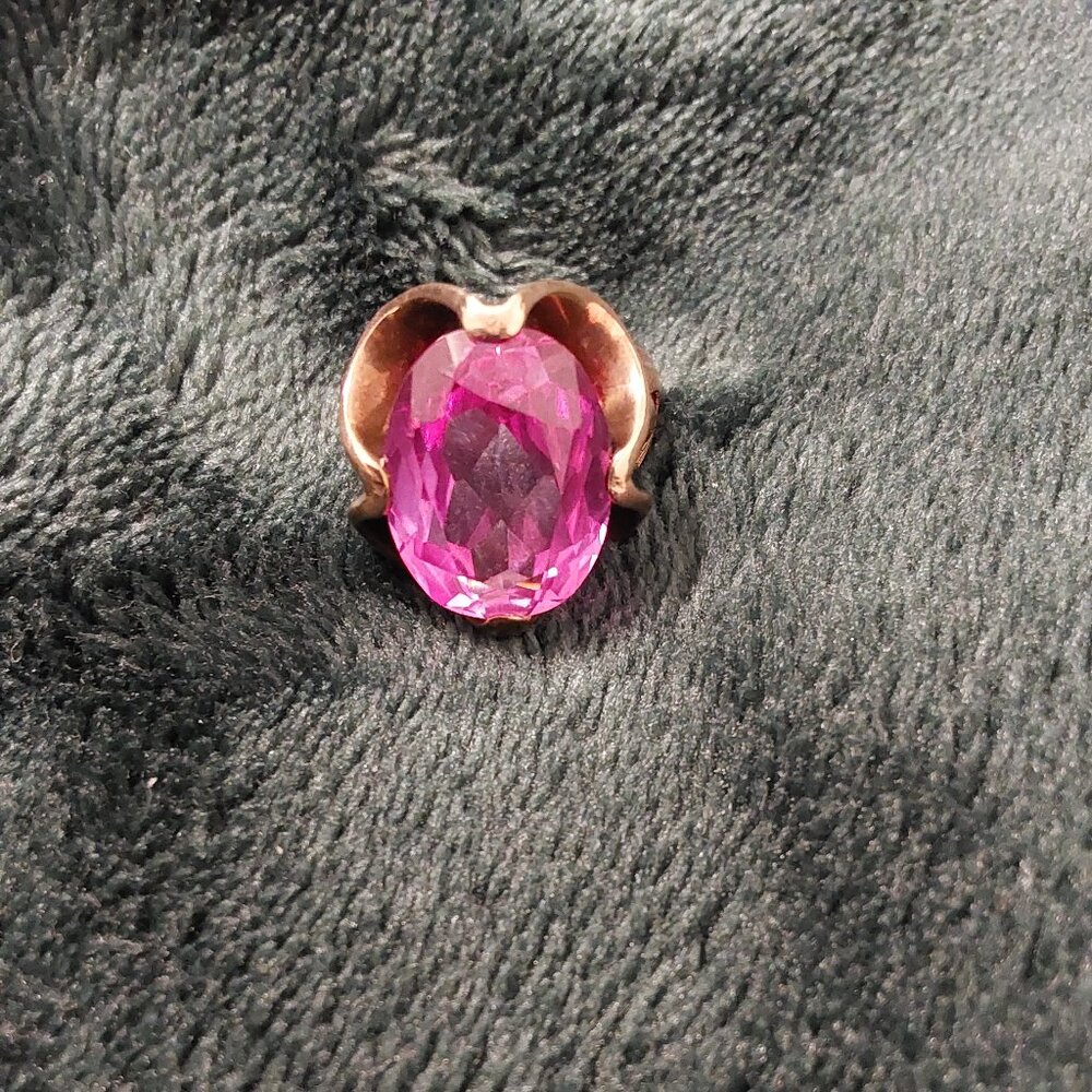 10 KT Gold, 1963 Edison's Jewelry store PINK GEMSTONE RING BEAUTIFUL - Picture 3 of 17